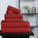 Cotton Ribbed Textured Medium Weight 6 Piece Towel Set - Burgundy