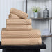 Cotton Ribbed Textured Medium Weight 6 Piece Towel Set - Coffee