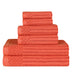 Cotton Ribbed Textured Medium Weight 6 Piece Towel Set - Coral