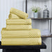 Cotton Ribbed Textured Medium Weight 6 Piece Towel Set - Gold MInt