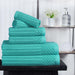 Cotton Ribbed Textured Medium Weight 6 Piece Towel Set - Turquoise