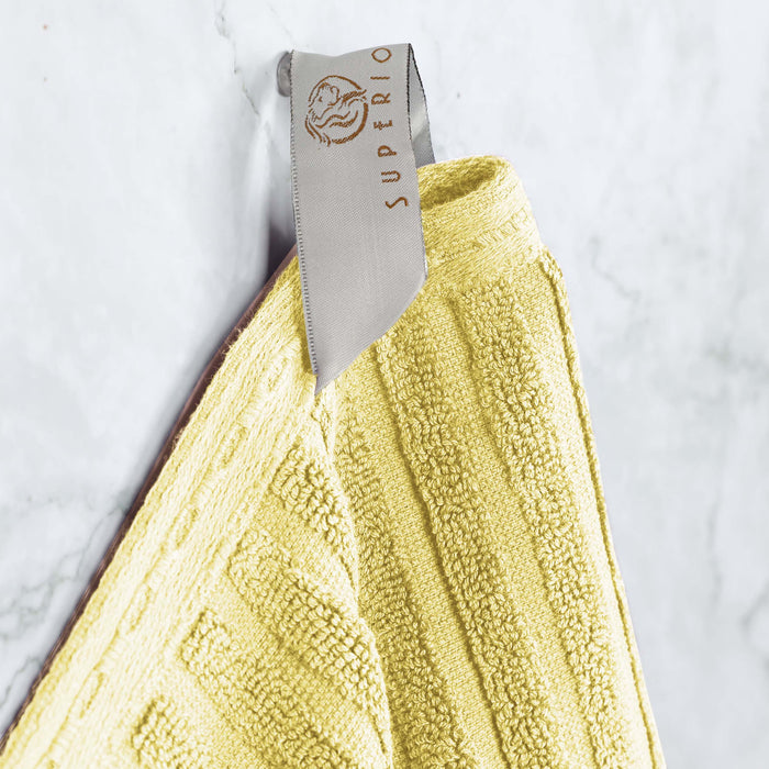 Cotton Ribbed Textured Super Absorbent 2 Piece Bath Sheet Towel Set - Golden Mist