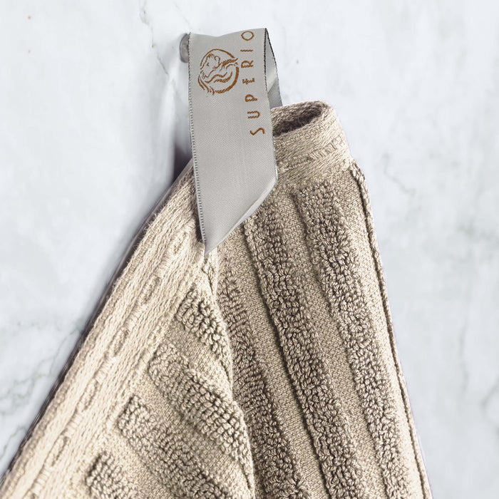 Soho Ribbed Textured Cotton Ultra-Absorbent Hand Towel and Bath Sheet Set