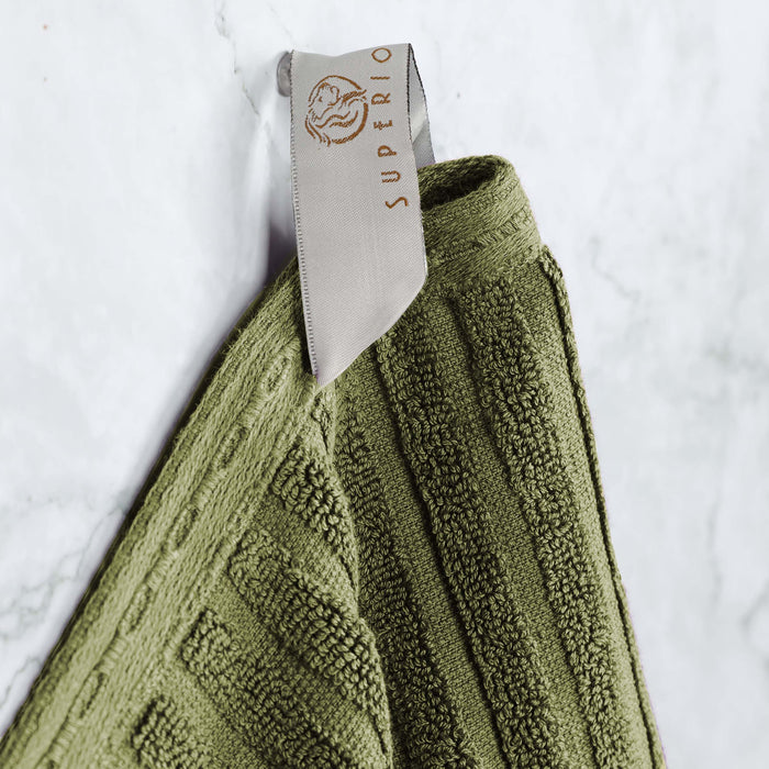 Cotton Ribbed Textured Super Absorbent 2 Piece Bath Sheet Towel Set - Sage