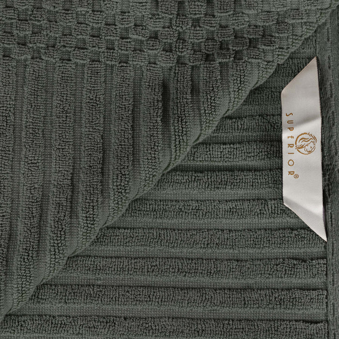 Cotton Ribbed Textured Medium Weight 6 Piece Towel Set - Pine