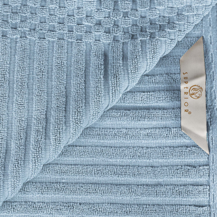 Cotton Ribbed Textured Medium Weight 6 Piece Towel Set - Slate Blue