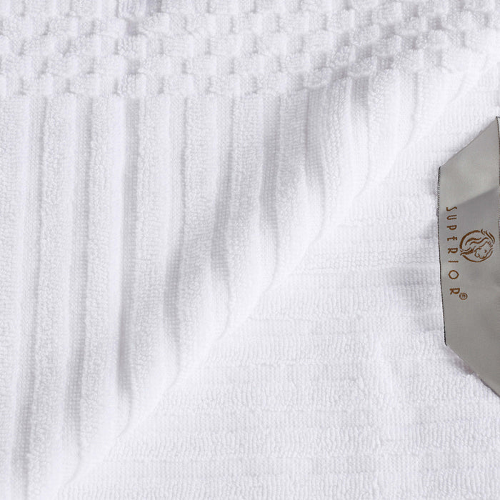 Cotton Ribbed Textured Super Absorbent 2 Piece Bath Sheet Towel Set - White