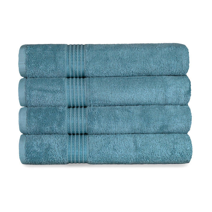 Egyptian Cotton 4 Piece Solid Bath Towel Set - Sapphire
