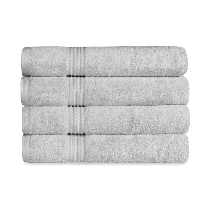 Egyptian Cotton 4 Piece Solid Bath Towel Set - Silver