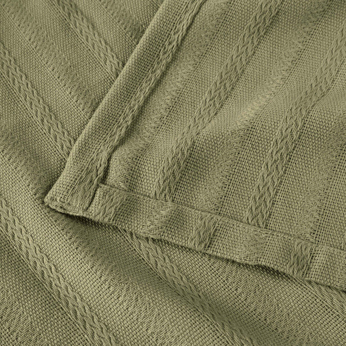 Clara Cotton Textured Striped Lightweight Woven Blanket