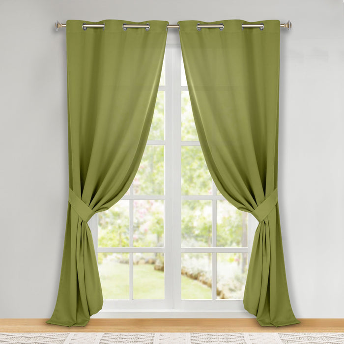 Solid Machine Washable Room Darkening Blackout Curtains, Set of 2 - Sage