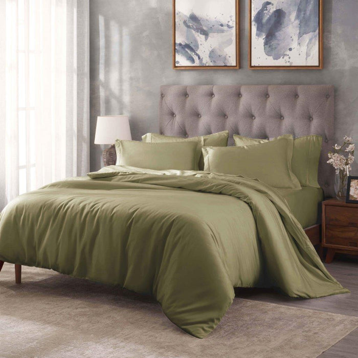 Egyptian Cotton 400 Thread Count Solid Duvet Cover Set - Sage