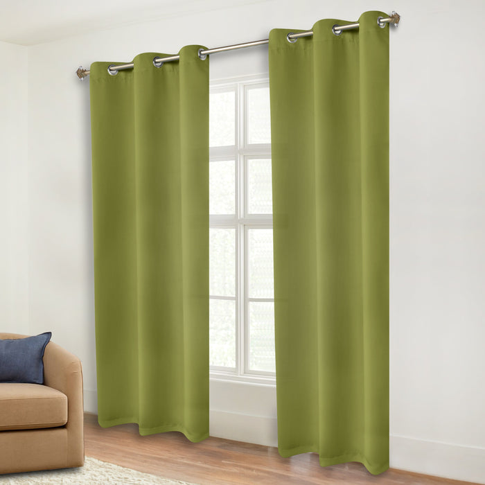 Solid Machine Washable Room Darkening Blackout Curtains, Set of 2 - Sage