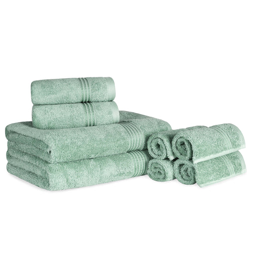Egyptian Cotton Highly Absorbent Solid 8 Piece Ultra Soft Towel Set - Sage