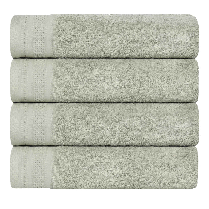 Honeycomb Textured Waffle Border Luxury Cotton Bath Towels, Set of 4