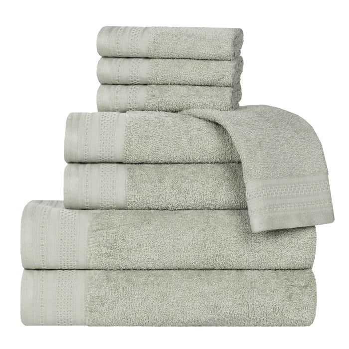 Honeycomb Textured Waffle Border Luxury Cotton 8 Piece Towel Set