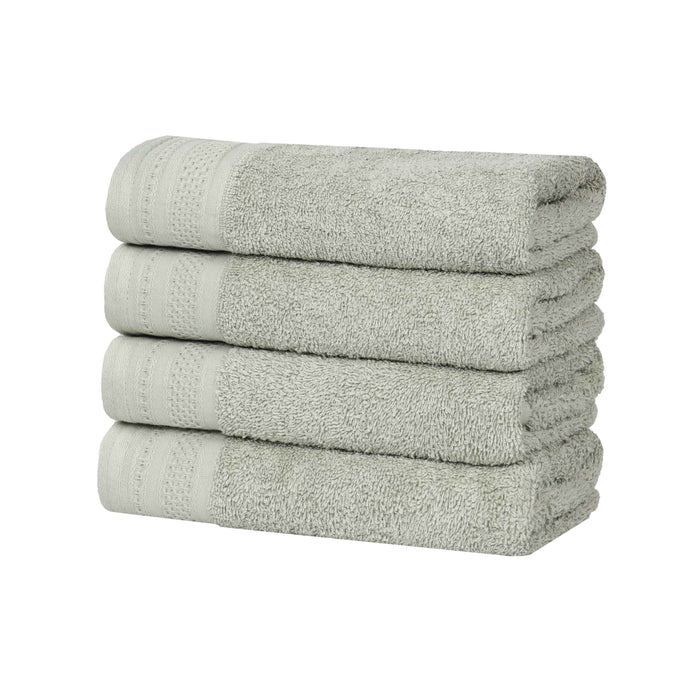 Honeycomb Textured Waffle Border Luxury Cotton Hand Towels, Set of 4