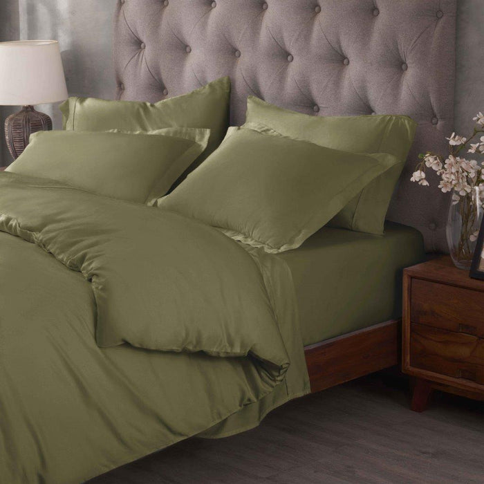 Egyptian Cotton 400 Thread Count Solid Duvet Cover Set - Sage