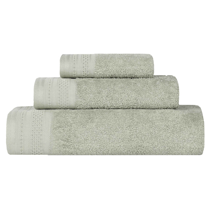 Honeycomb Textured Waffle Border Luxury Cotton 3 Piece Towel Set