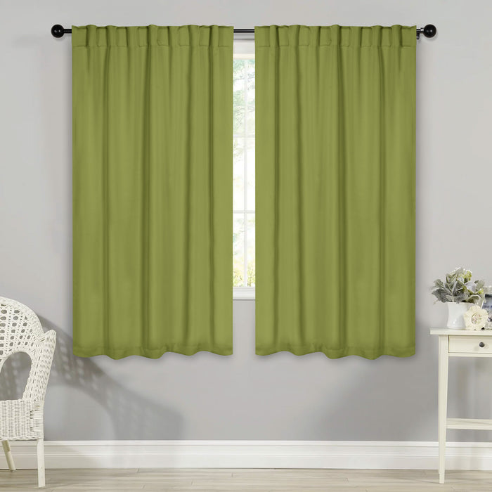 Solid Room Darkening Blackout Curtains with Back Tabs, Set of 2