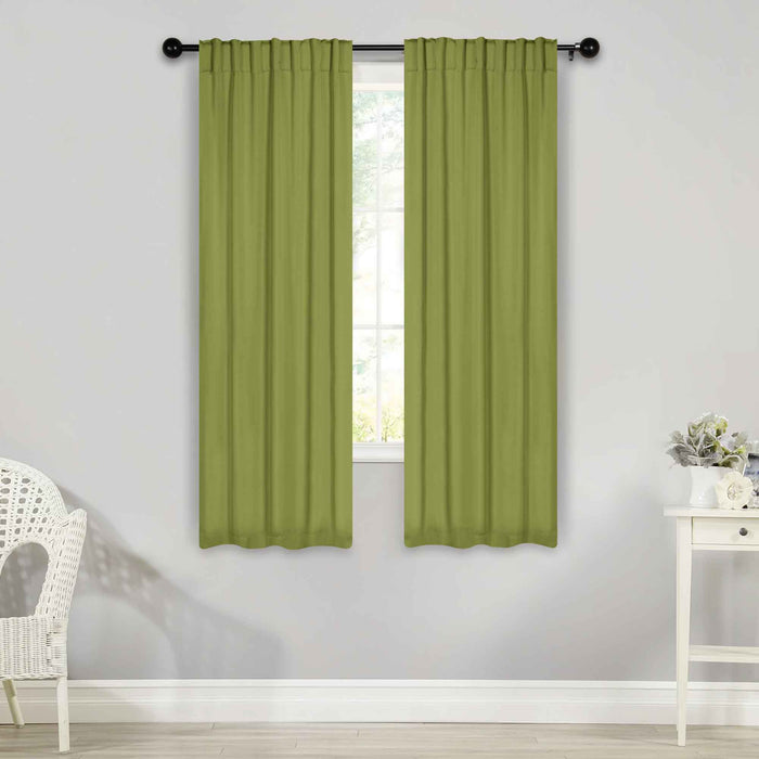 Solid Room Darkening Back Tabs Blackout Curtains, Set of 2