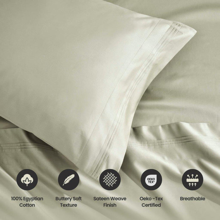 1500 Thread Count Egyptian Cotton Solid  2 Piece Pillowcase Set