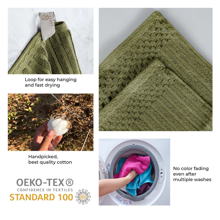 Soho Ribbed Textured Cotton Ultra-Absorbent 3-Piece Assorted Towel Set - Sage