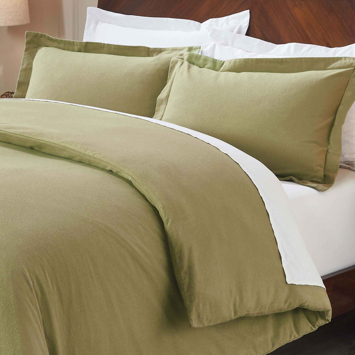 Rome Flannel Cotton Solid Brushed Duvet Cover Set