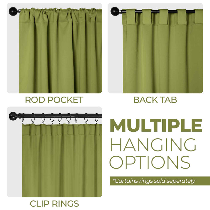 Solid Room Darkening Back Tabs Blackout Curtains, Set of 2