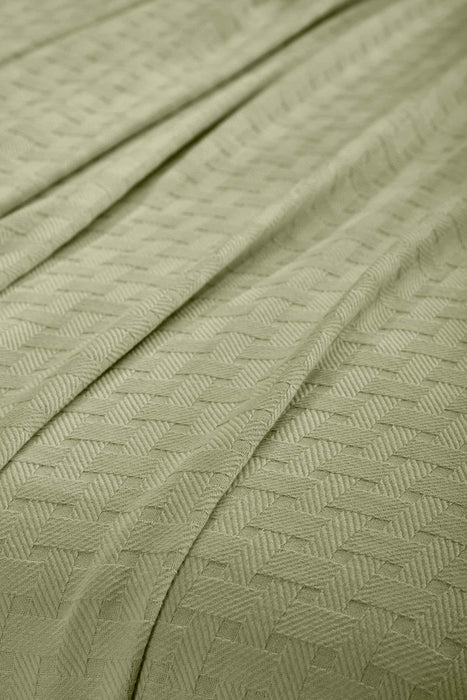 Basketweave All Season Cotton Bed Blanket & Sofa Throw - Sage