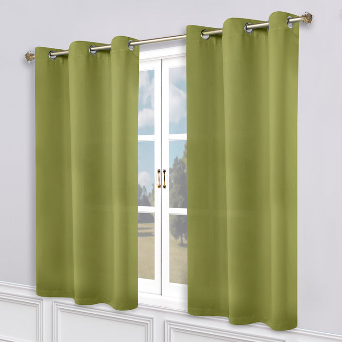 Solid Machine Washable Room Darkening Blackout Curtains, Set of 2 - Sage