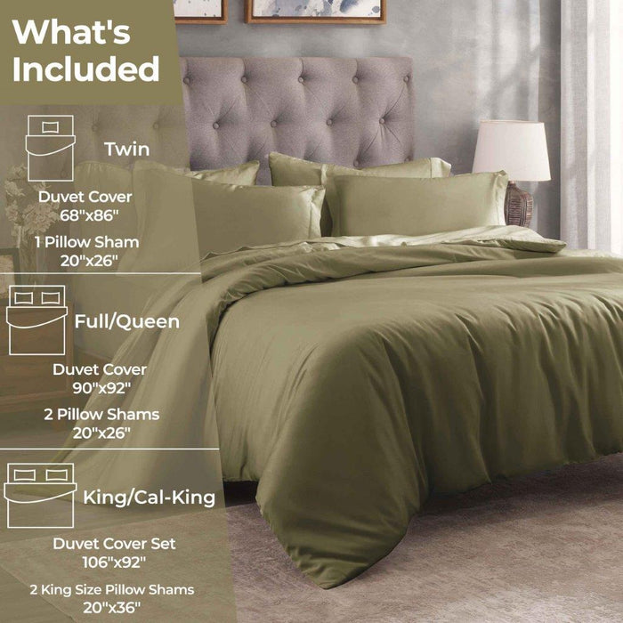 Egyptian Cotton 400 Thread Count Solid Duvet Cover Set - Sage