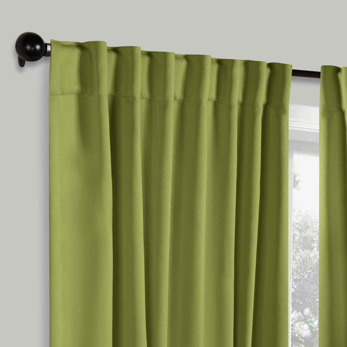 Solid Room Darkening Back Tabs Blackout Curtains, Set of 2