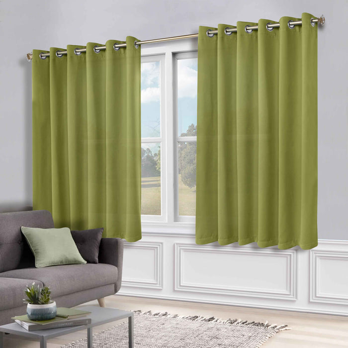 Solid Machine Washable Room Darkening Blackout Curtains, Set of 2 - Sage