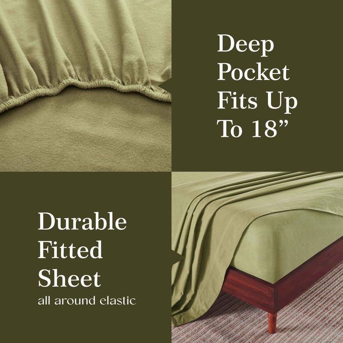 Rome Flannel Cotton Solid Brushed Deep Pocket Sheet Set