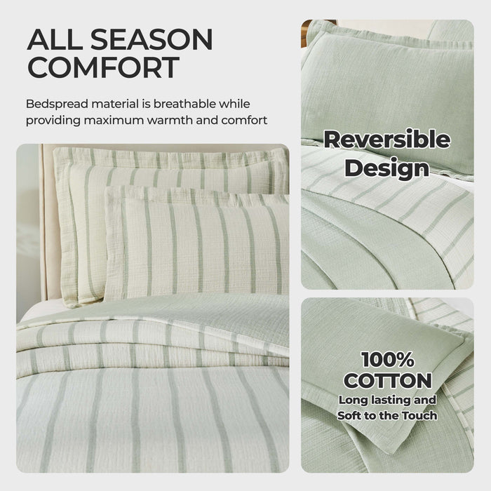 Valencia Reversible Cotton Medium Weight Matelasse Bedspread Set