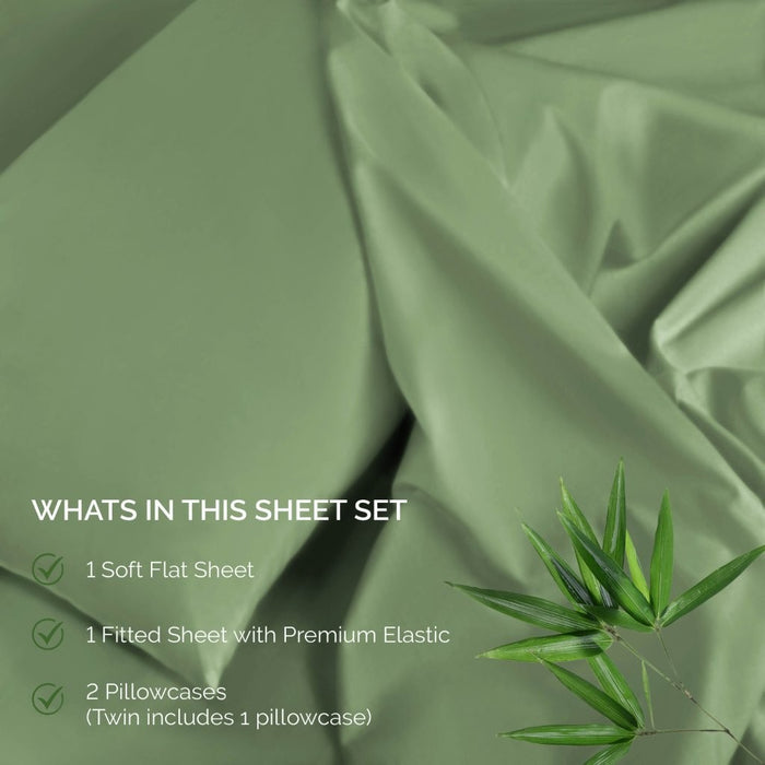 300 Thread Count Rayon From Bamboo Solid Deep Pocket Sheet Set