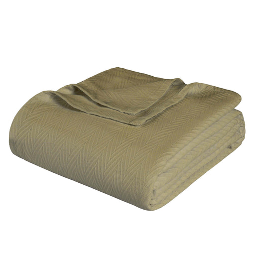 All-Season Chevron Cotton Bed Blanket & Sofa Throw - Sage