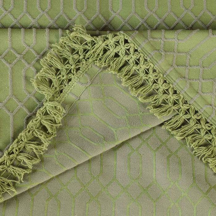 Remi Cotton Blend Jacquard Woven Geometric Fringe Bedspread Set - Sage