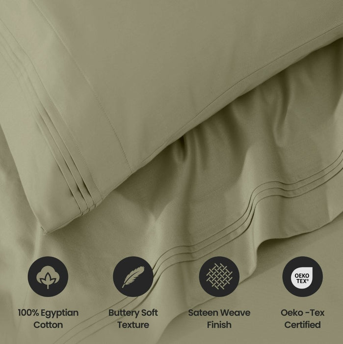 1000 Thread Count Egyptian Cotton Bed Sheet Set Olympic Queen