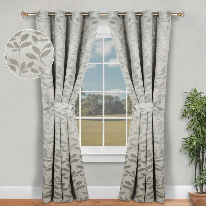 Leaves Machine Room Darkening Blackout Curtains, Set of 2