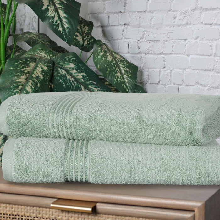 Egyptian Cotton Solid 2 Piece Bath Sheet Towel Set - Sage