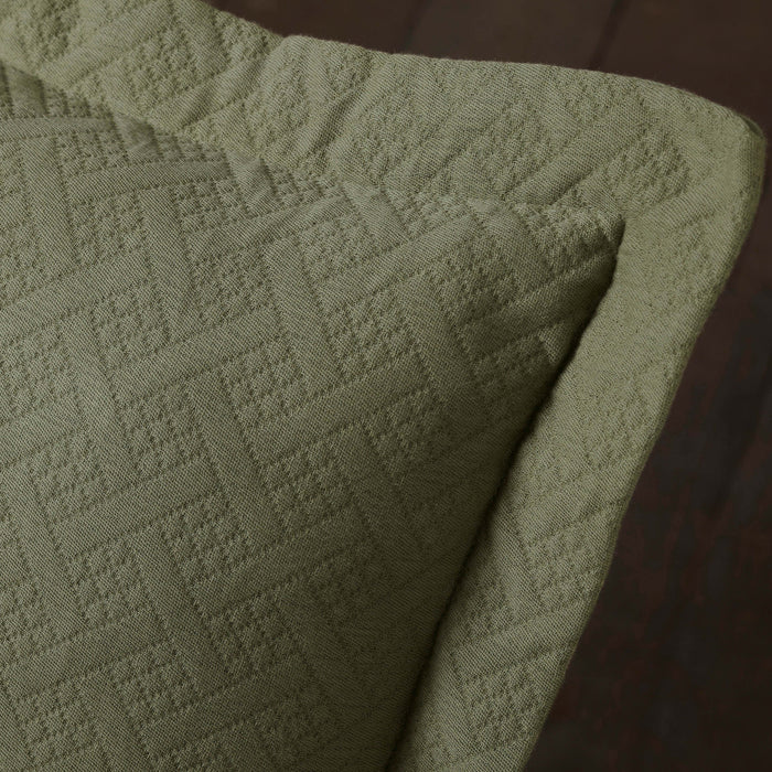 Basket Weave Matelasse Cotton Bedspread Set - Sage