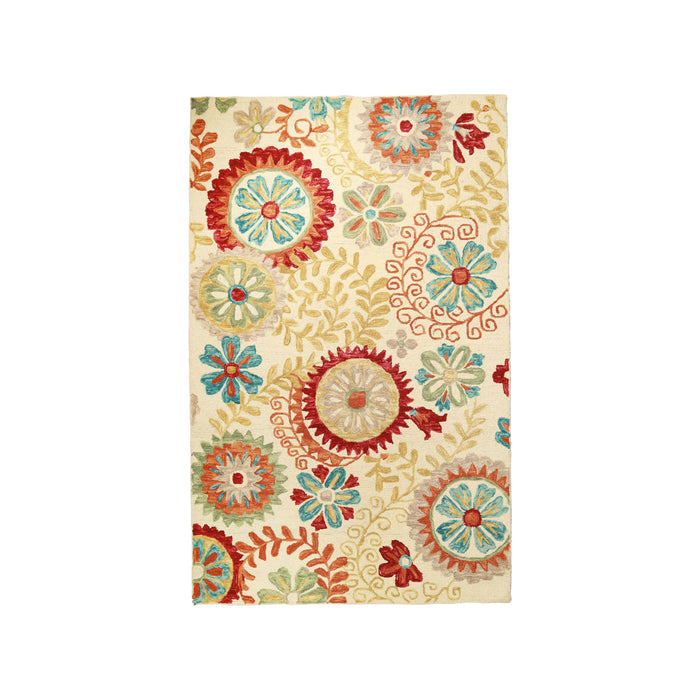 Floral Medallion Country Cottage Hand-Tufted Handmade Indoor Area Rug
