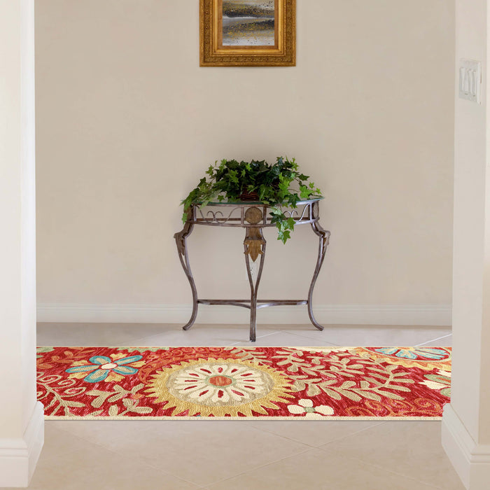 Floral Medallion Country Cottage Hand-Tufted Handmade Indoor Area Rug - Rust