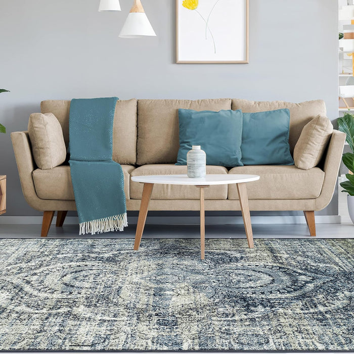 Salford Modern Medallion Non-Slip Indoor Area Rug