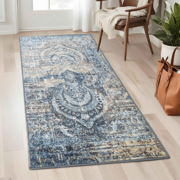 Salford Modern Medallion Non-Slip Indoor Area Rug