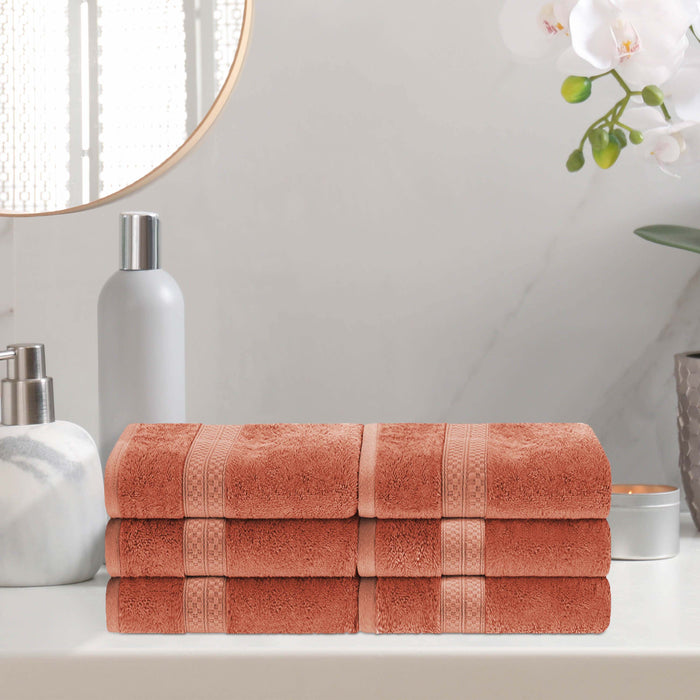Rayon from Bamboo Blend Solid 6 Piece Hand Towel Set - Salmon
