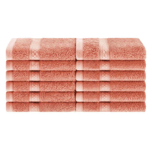 Rayon from Bamboo Blend Solid 12 Piece Face Towel Set - Salmon