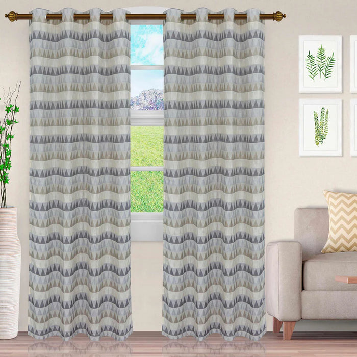 Scalene Semi-Sheer Jacquard Grommet Curtain Panel Set